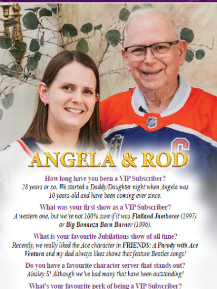 Angela and Rod smiling with a VIP Spotlight magazine cover.