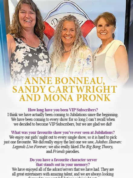 Three smiling women under a 'VIP Spotlight' banner with text about being VIP subscribers.