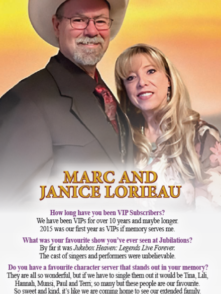 A man and woman stand together under a 'VIP Spotlight' heading with their names and a Q&A below.