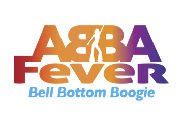 ABBA Fever text with silhouette, colorful gradient.
